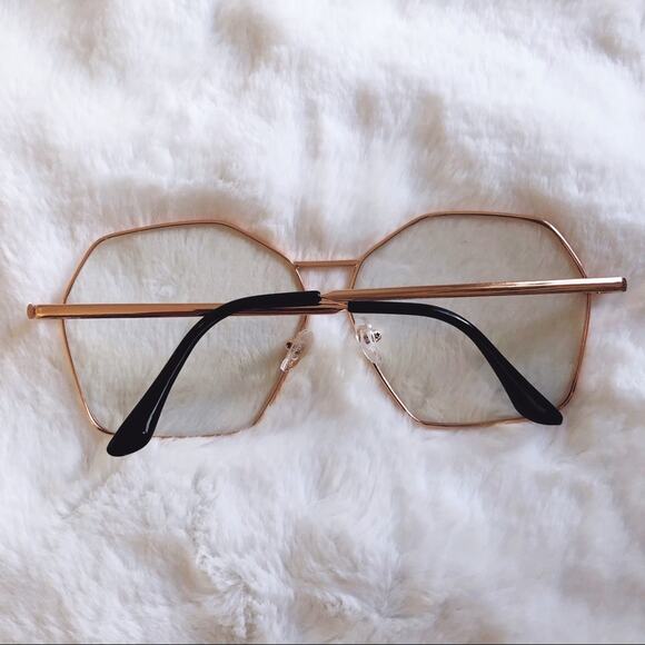 Peyton Rose Gold Hexagon Clear Sunglasses - Picture 8 of 9